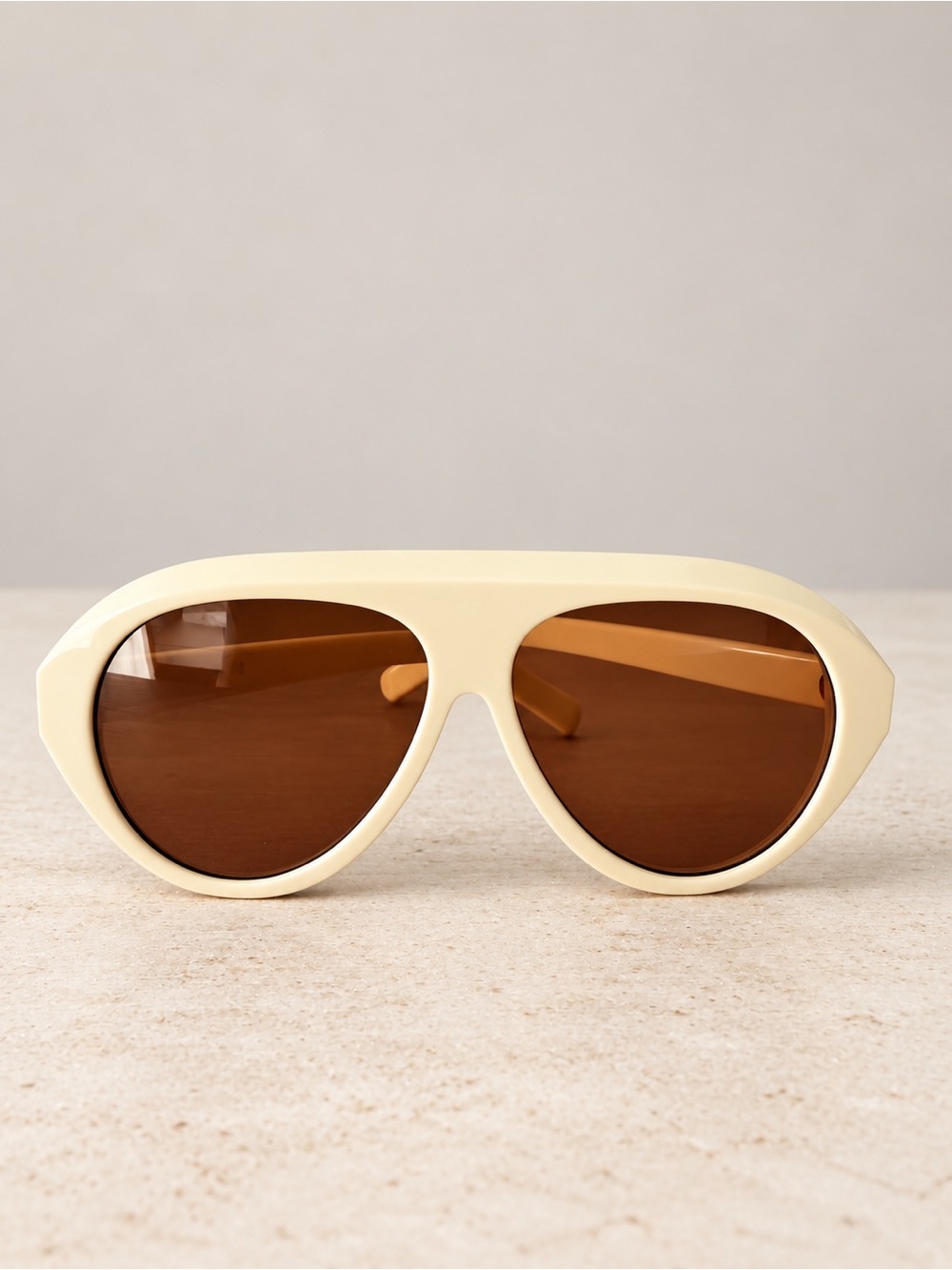 Cream Frame Sunglasses with Brown Lenses
